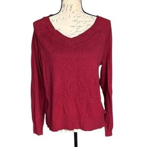 Lucky Brand Women's Red Long Sleeve V-Neck Sweater